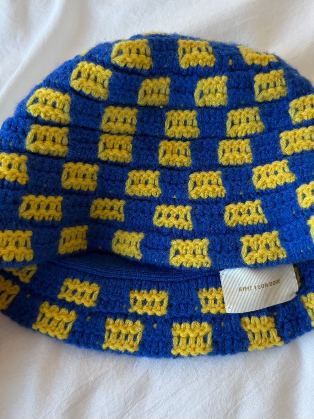 Aime Leon Dore Royal Blue & Yellow Crochet Bucket Hat